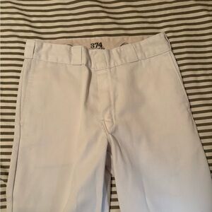 Dickies White Straight Leg Pants with Textured Fabric